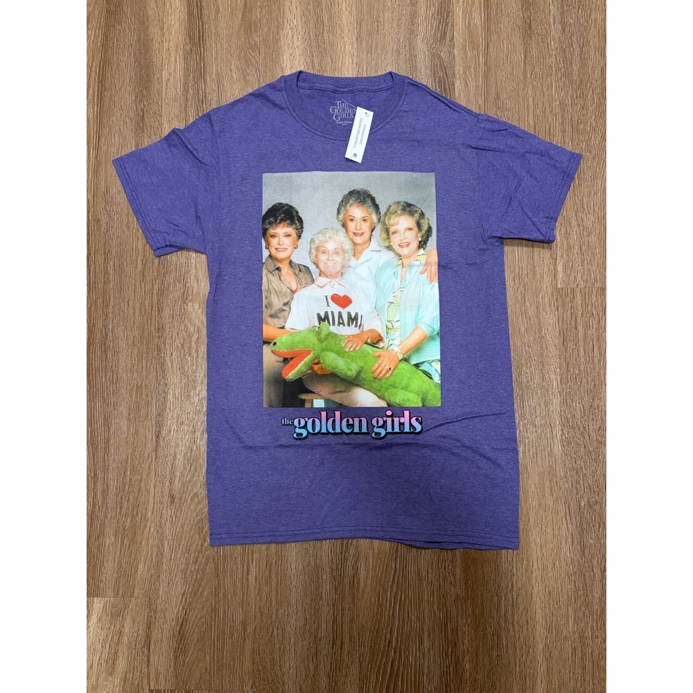 The Golden Girls Retro Mens Small Purple Graphic T-Shirt Cast Photo NWT